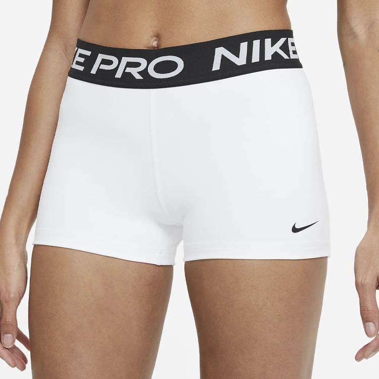 Nike Pro Logo Elastic Waist Slim Fit Sports Shorts Women Shorts White CZ9857-100