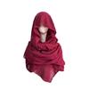 Men's Muslims Dress Caftan Robe Long Sleeve Stand Collar Jubba Thobe Man Leisure Dress Thobe with Arab Head Scarf Rope