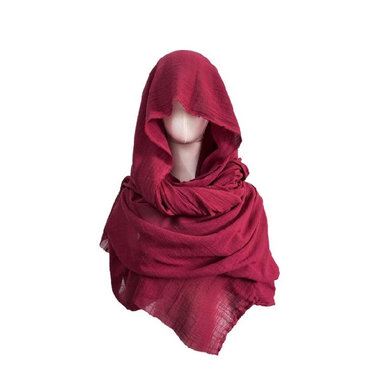 Men's Muslims Dress Caftan Robe Long Sleeve Stand Collar Jubba Thobe Man Leisure Dress Thobe with Arab Head Scarf Rope