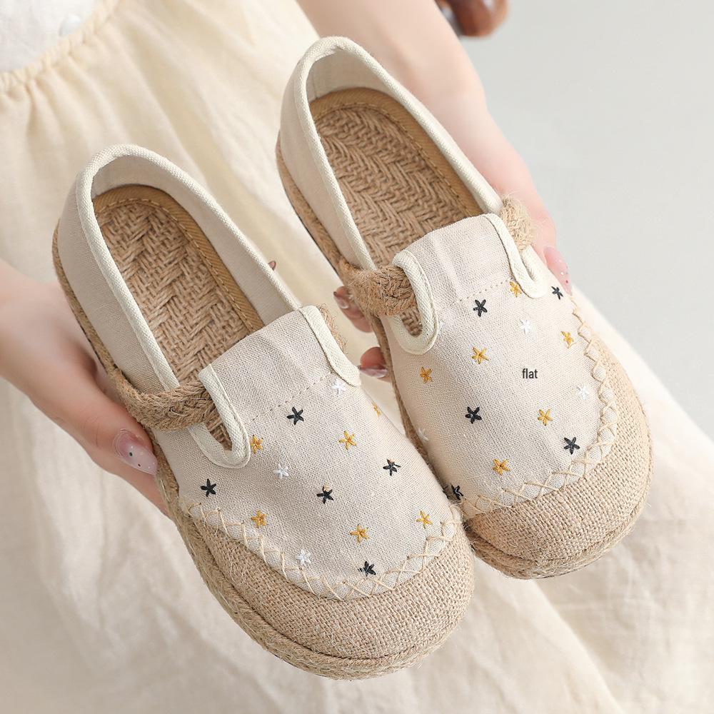 2024 Women's Linen Embroidered Craft Shoes - DX2 Original Shallow Mouth Design