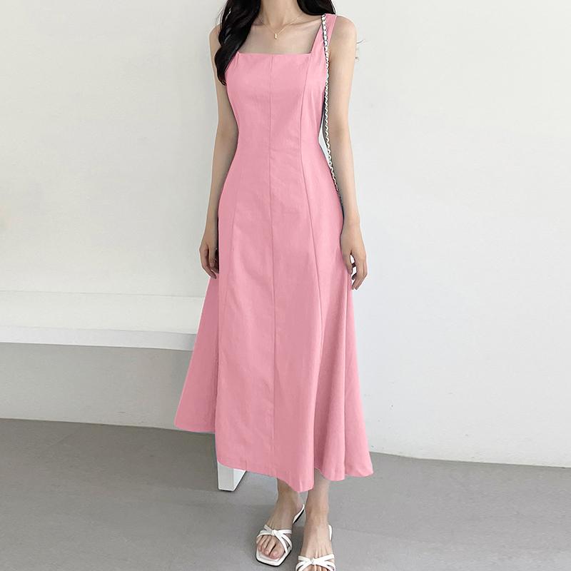 ZANZEA Women Casual Square Collar Summer Sleeveless Long Dress
