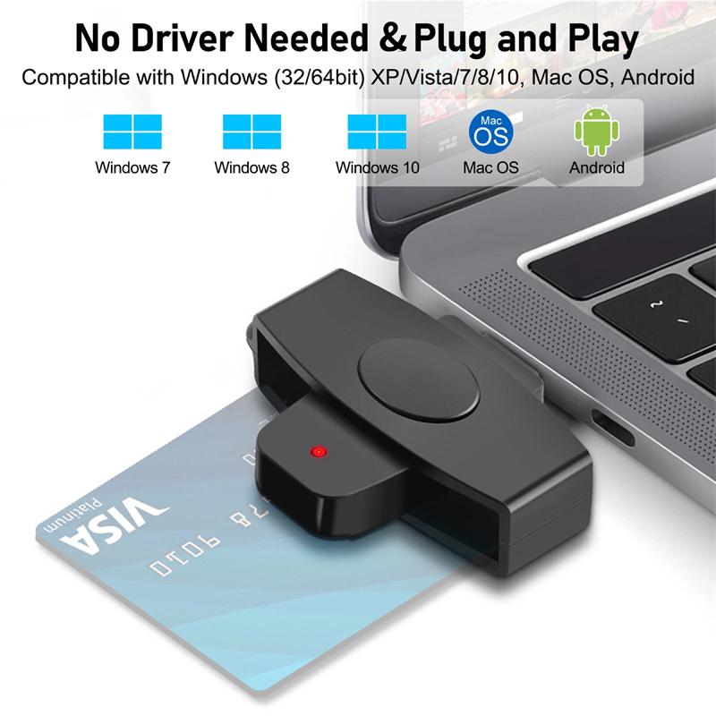 Type-C Smart Card Reader Portable Smart Chip Reader Bank Tax Declaration Accessories Support For Windows For Mac/Android Os