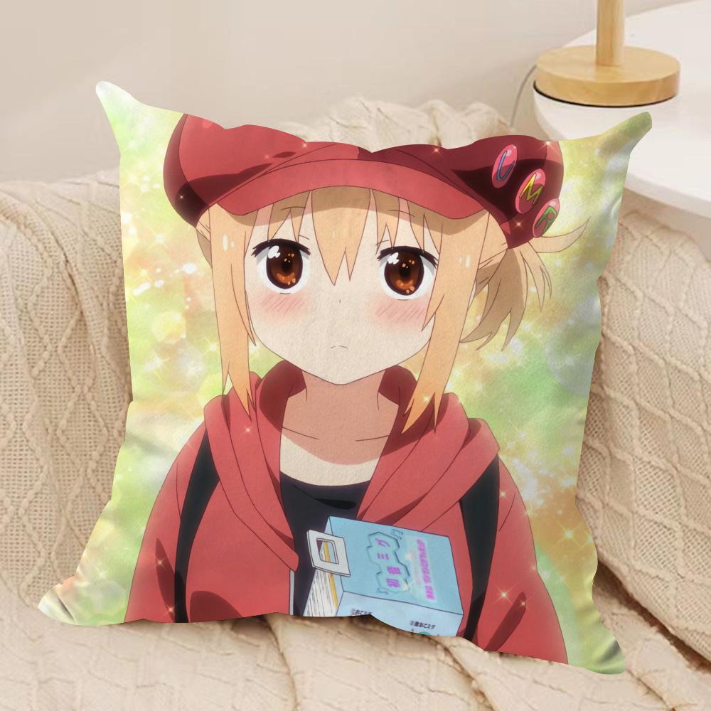 Umaru Doma Anime Cushion Cover Soft Plush Fabric Double-Sided Printed Sofa Cushion Cover for All Seasons Home Decor Gift