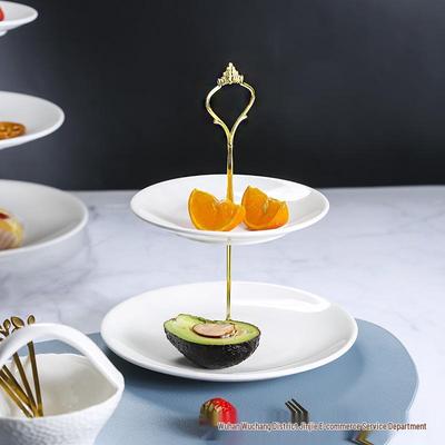 Elegante Supporto da Dessert Europeo in Ceramica a Tre Piani per Frutta, Torta e Snack