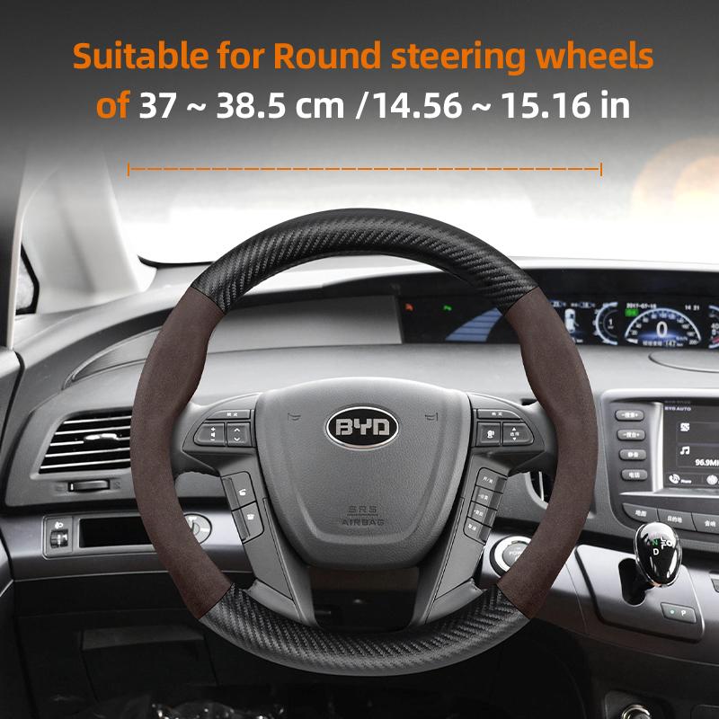 Suitable for Byd Suede Matte Carbon Fiber Texture Steering Wheel Cover Suitable for Dolphin Mini Seal Atto 3 King Shark 6 Song Pro Seagull F0 MM20