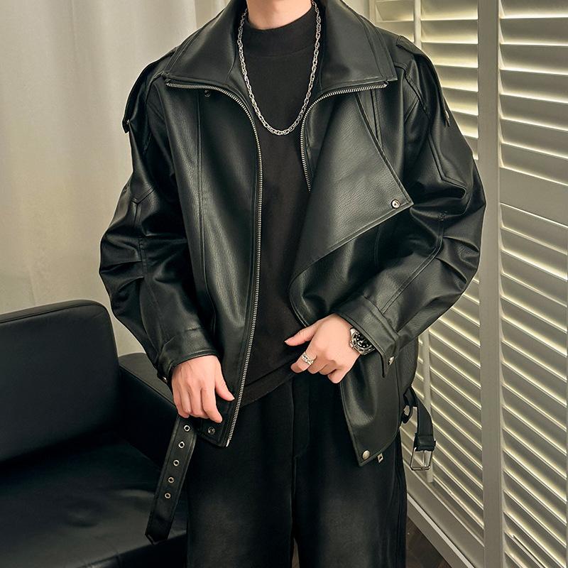 

Leather Jacket Men s New American Retro Flight Jacket Men s Loose High-end Sense Ruffian Handsome Men s Locomotive L чёрный