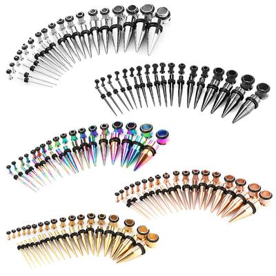 5 Couleurs 36 Pièces/Ensemble Écarteurs d'Oreille en Acier Inoxydable Tapers et Tunnels d'Écartement