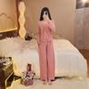 Modal Women's One-Piece Pajama Set with Built-In Bra - Long Sleeve, High-End, Home & Outdoor Wear for Spring & Autumn