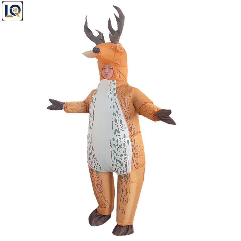 Inflatable Christmas Reindeer Riding Dinosaur Costume - Funny Holiday Party Santa Claus Hug
