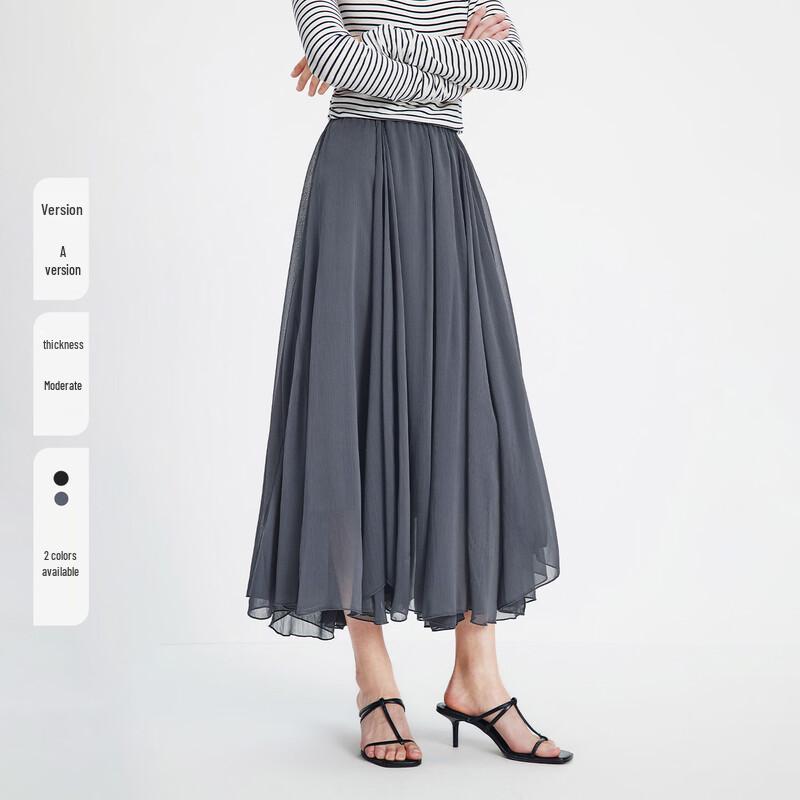 Navigare Women's Flowy Pleated A-line Maxi Skirt