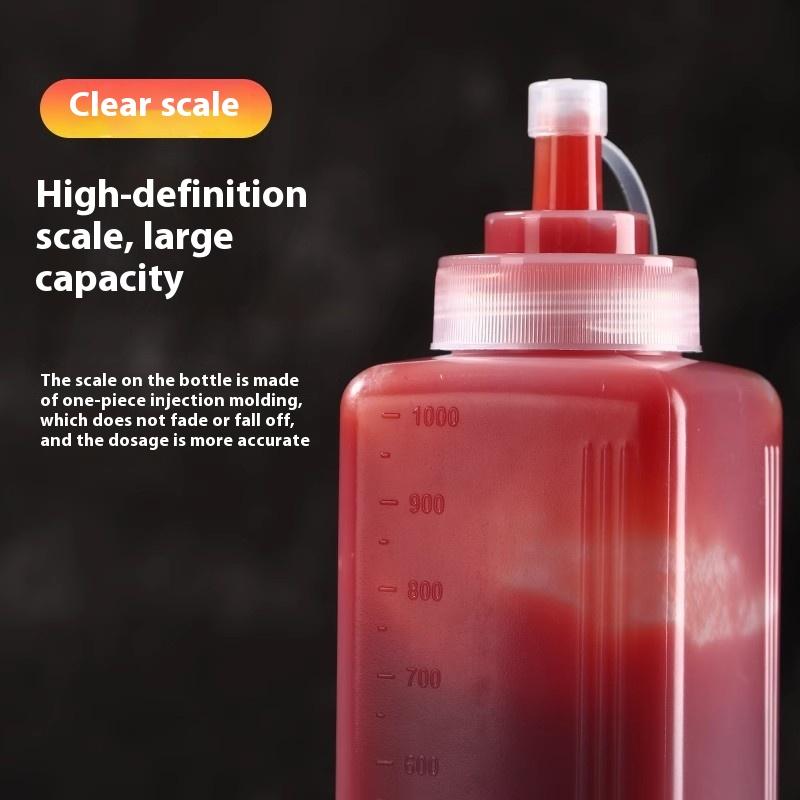 600/800/1000Ml Squeeze Sauce Bottles Condiment Dispenser Large Mouth Dustproof Kitchen Seasoning Salad Sauce Olive Oil Bottle