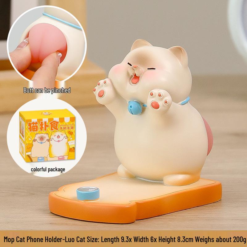 Adorable Kitten Phone Stand: Cute, Relaxing Office Gift for Girls
