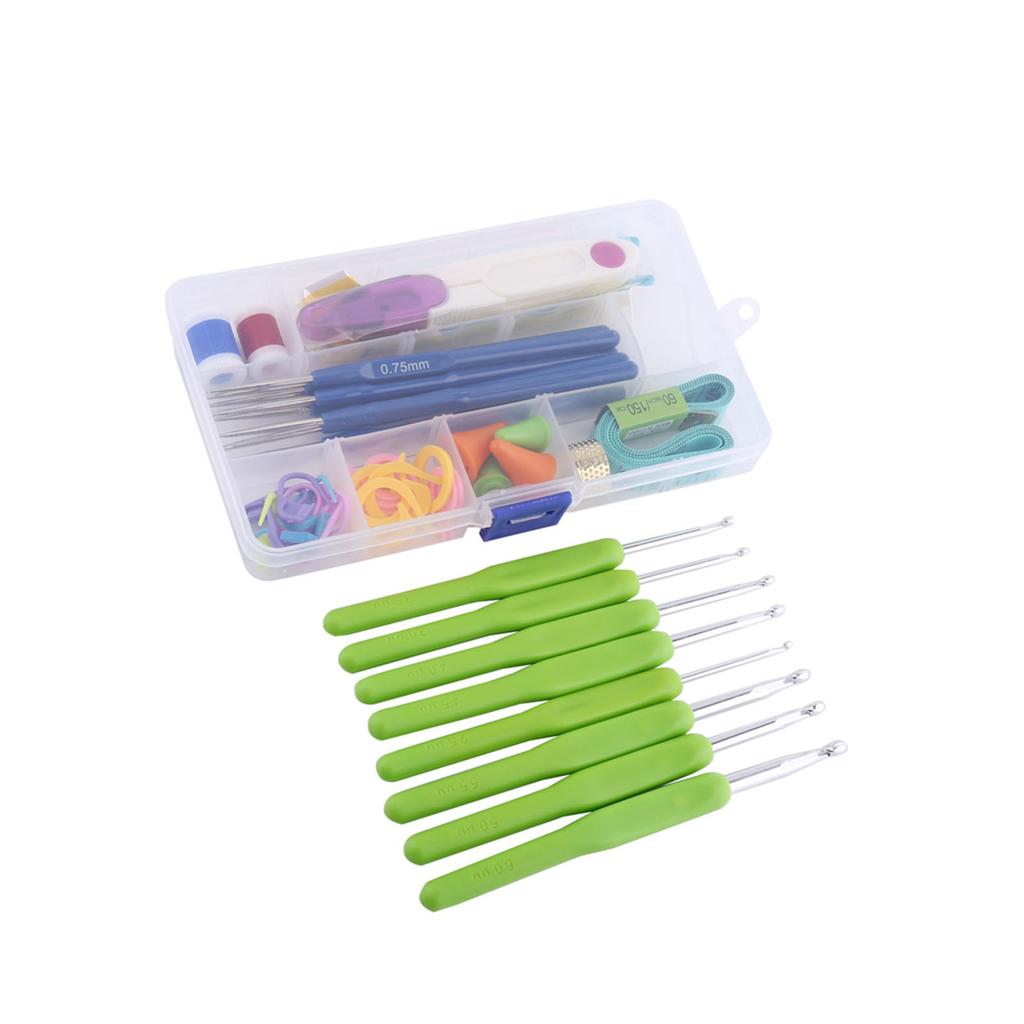 16 Diff Ent Sizes Sewing Tool Crochet Hook Needles Stitches Craft Set Tool(Purple)