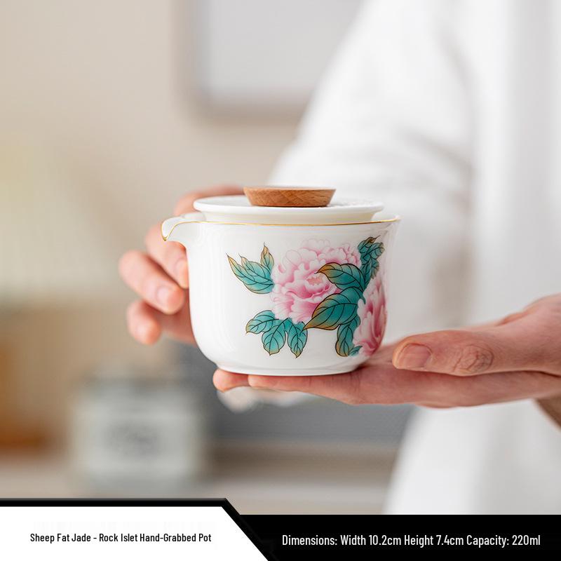 Xi Shi Jade Porcelain Teapot - Ink Wash Style Ceramic Pot for Women's Boutique Kung Fu Tea Set.