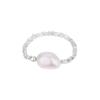 Cui Yan S925 Sterling Silver Natural Pearl Korean Style Color Block Elastic Ring for Women