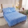 3pcs Bed Skirt Set Solid Color Quilted Thickened Lace Decoration Includes 1 Bed Skirt + 2 Pillowcases Suitable for Home And Hotel