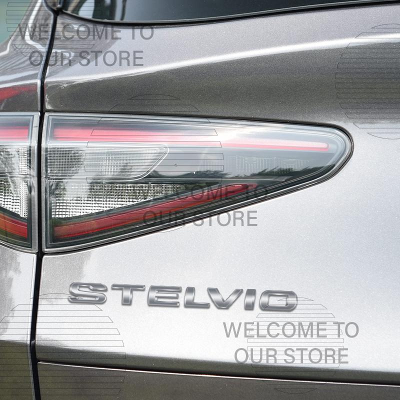 Car Decor Metal For Stelvio Alfa Romeo Letter Emblem 3D Sticker Accessories Glossy Black Tail Rear Trunk Decals