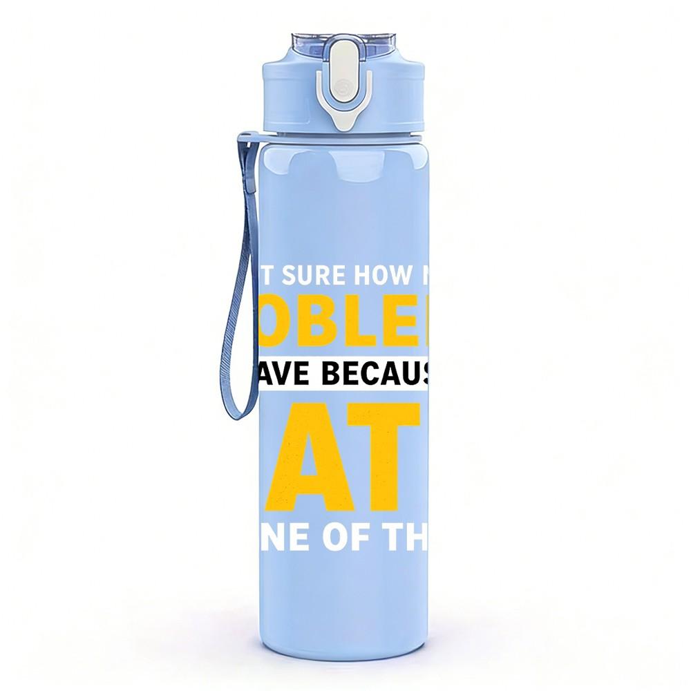 1PC Problems I Don’t Have Math Slogan Print 750ml Color Plastic Sports Water Bottle Leakproof Flip Straw Lid Suitable for Sports Office Home Use