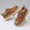 2025 Men's Genuine Leather Business Casual Shoes - Autumn British Style, Low-Top, Big Toe Design