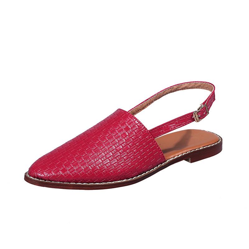 2021 Summer Women s Plus Size European American Fashion Pointed Toe Flat Sandals 35 красный