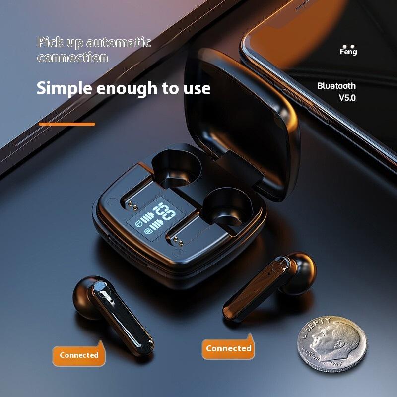 Wireless Bluetooth Headset, Semi-in-ear Noise Reduction Intelligent Digital Display Super Long Battery Life Sports Headset