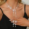 French-Style Earrings and Necklace Set Zirconia Butterfly Tassel Jewelry Sets  for Banquets