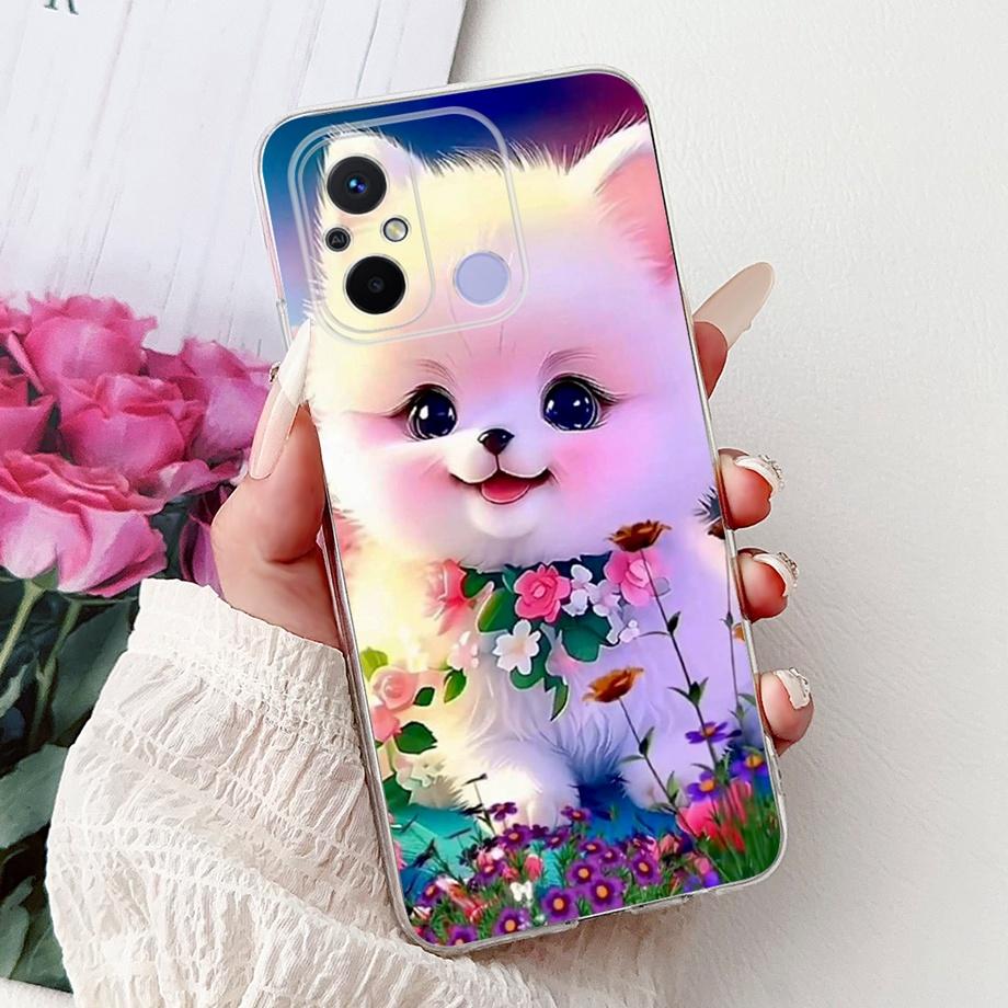 For Xiaomi Redmi 12C Case Cute Cat Luxury Butterfly Painted Cover 6.71'' Soft Silicone Phone Cases For Redmi 12C Redmi12C Fundas
