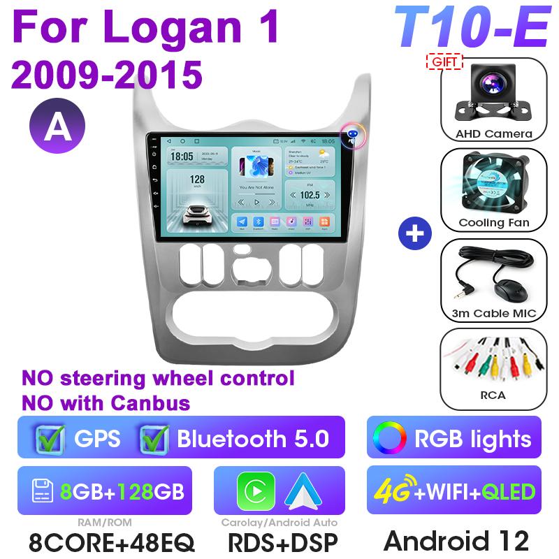 2 Din Android 12 Car Radio For Renault Logan 1 Sandero 2009-2015 Largus Dacia Duster Multimedia Video Player Carplay Auto Stereo