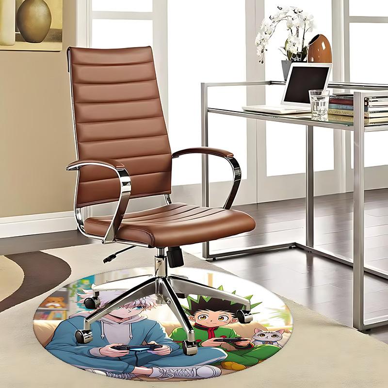 

1pc Anime Cartoon Design Round Carpet - Office Chair Mat, Non-Slip Rug for Home Decor, Living Room, Bedroom, Game Room, Dormitory Flooring Gift.W072 80cm by 80cm