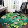 1pc Pond Fishes Office Round Area Rug,  Mat Suitable For Office, Under Office Chairs Bedroom Living Room Home Decor, Room Deco