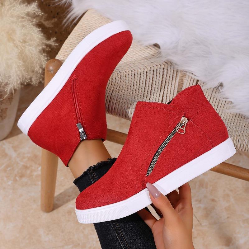 Side Zipper Platform Boots 2025 Winter New Plus Size Round Toe Ankle Boots for Women