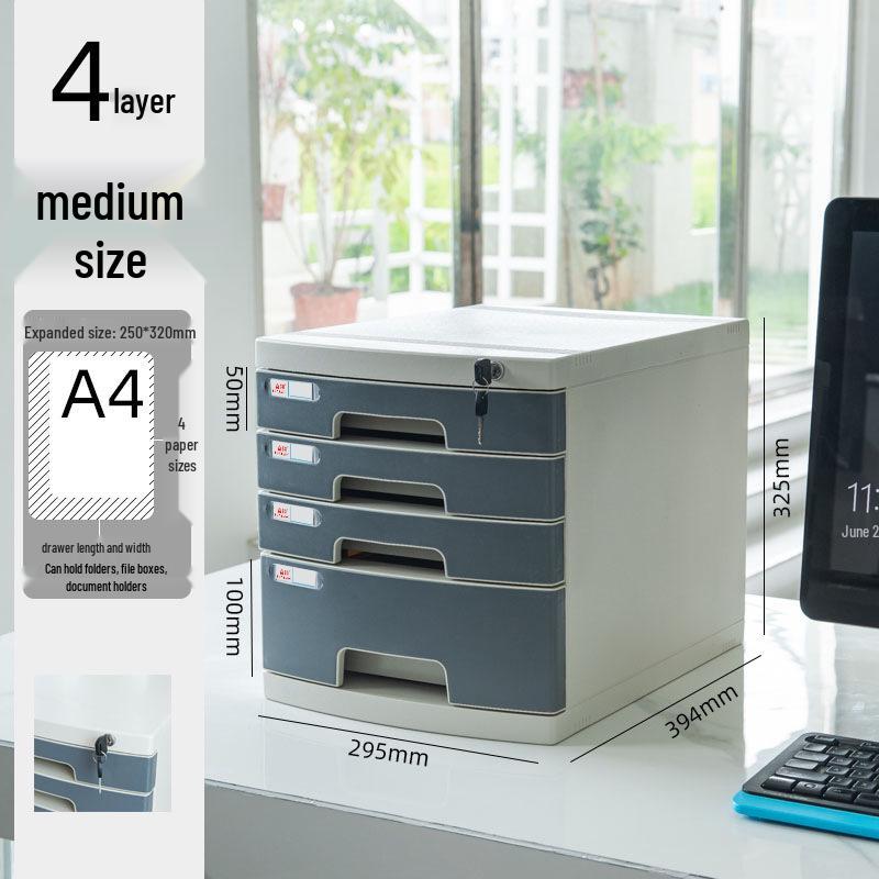 Abschließbarer mehrschichtiger A4-Desktop-Aktenschrank und Aufbewahrungsbox