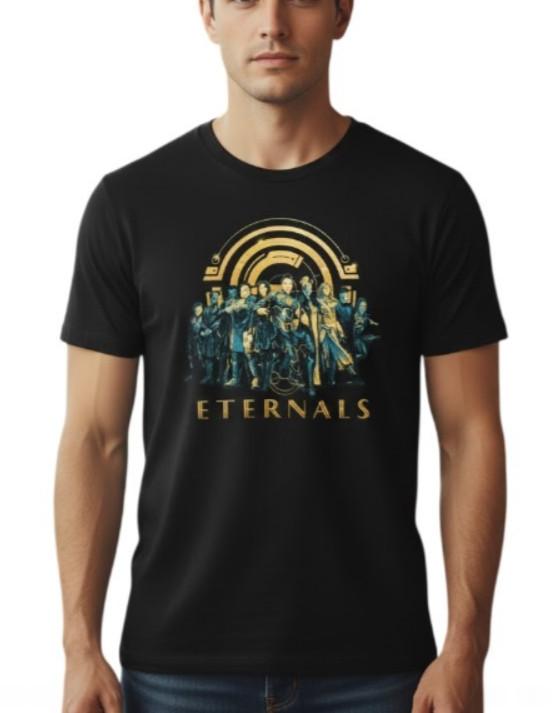 Marvel Eternals Movie Promo T-Shirt Mens Size Small Black 100% Cotton NWT New S