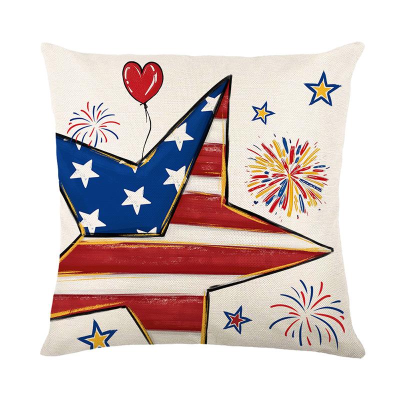 Amerikanische Retro Kissenhülle Fünfzackiger Stern Gedruckte Leinen Kissenhülle Sofa Dekorative Kissenbezug Feiertagsgeschenk Kissenhülle