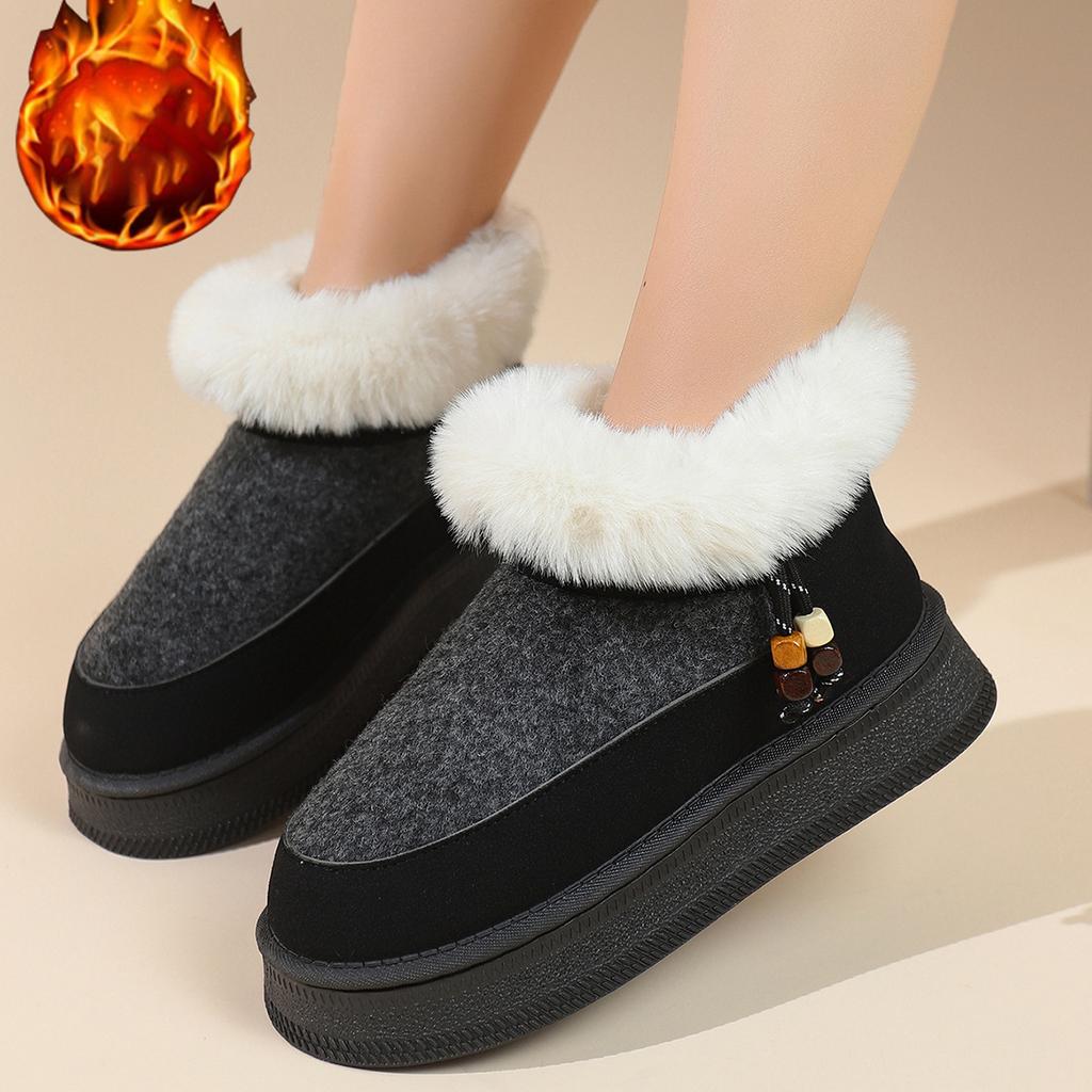 Across Platform Snow Boots for Women, Winter 2025 Plus-size Plus Suede Wool Cotton Shoes for Women Are Versatile