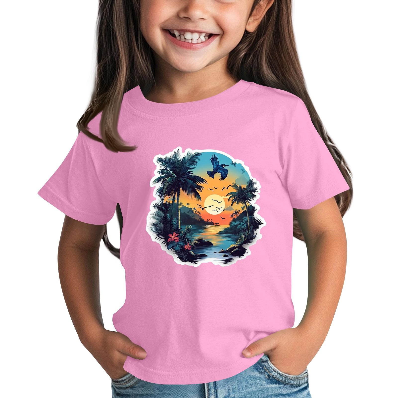 

Детская модная повседневная футболка с круглым вырезом и короткими рукавами 160 розовый