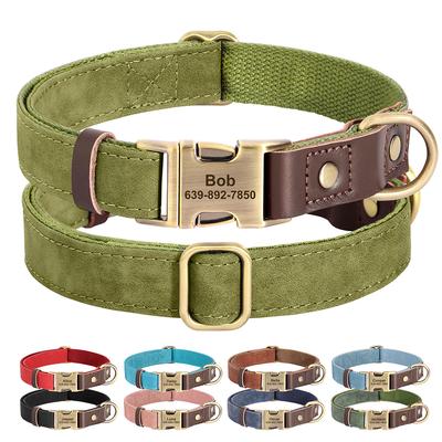 Gratis Gepersonaliseerde PU Leer Hondenhalsband Gegraveerde Hondenhalsbanden Verstelbare Huisdier Gesp ID Halsketting Duurzaam voor Kleine Middelgrote Grote Honden Mopshond