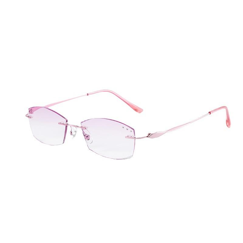 Women's Rimless Diamond Cut Anti-Blue Light Resin Reading Glasses