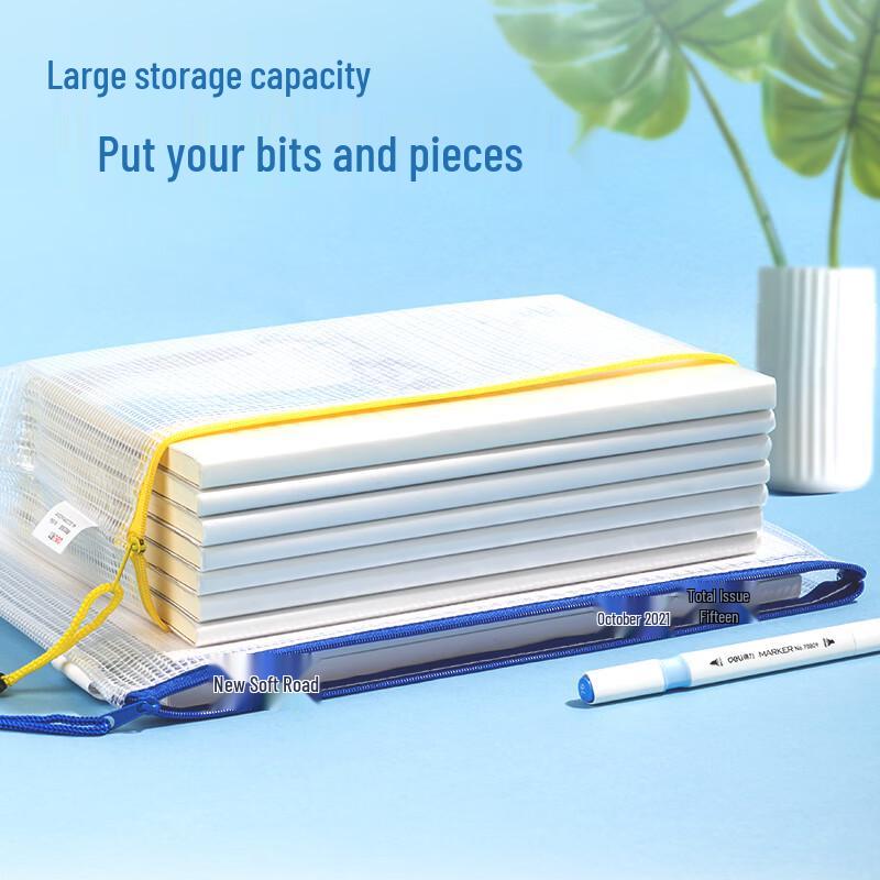 Deli A4 Transparent Mesh Zipper File Bag