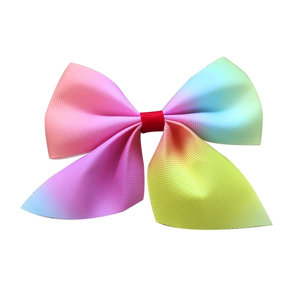 Gradient Rainbow Multicolor Bow Hair Tie & Clip for Girls and Babies