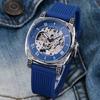 Fully Automatic Mechanical Watch Square Transparent Bottom Watch Men's Mechanical Night Light Men's Hollow Silicone Tape Watch