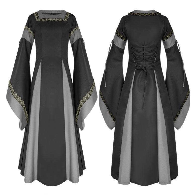 

Women s Medieval Renaissance Irish Long Dress Costume Extra Large чорний