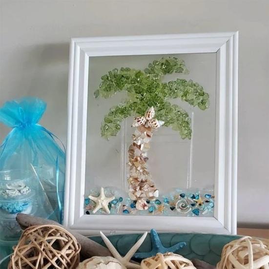 DIY Photo Frame Kit Glass Photo Frame Decorative Painting Set Sea Sea Glass Home