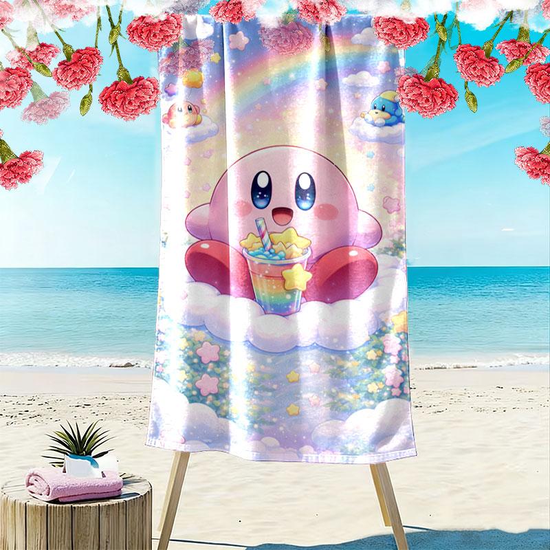 Kirby poster Print Beach Towel, Large Soft Quick Dry Towel for Beach Camping Swimming