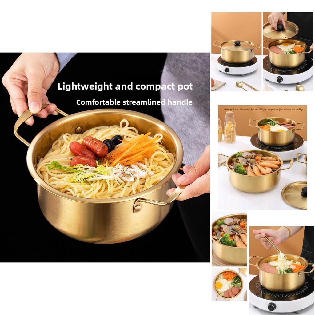 Ramen-Topf mit Deckel und Doppelgriffen aus Edelstahl für die Heimküche