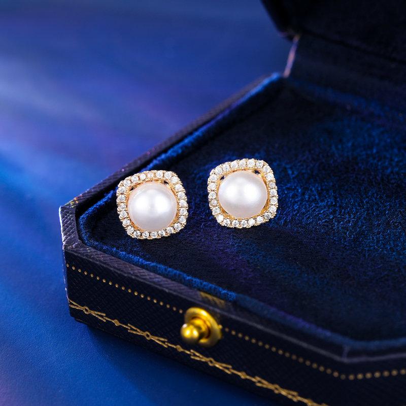 

Серьги женские S925 серебряные игольчатые серьги премиум-класса нишевые серьги новые циркониевые серьги простые пресноводные жемчужные серьги золотой