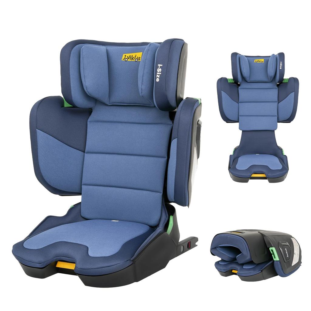 Jovikids Klappbarer Juniorsitz R129 Kindersitz ab 3 Jahren verstellbare Rückenlehnenbreite und Jahre Sitzerhöhung ISOFIX, i-Size kompatibel, alt, Kopfstütze,