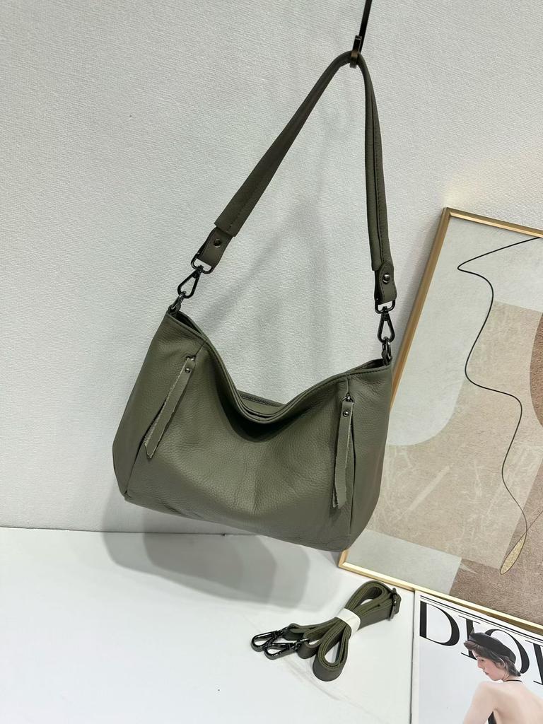 Women's Top-Grain Leather Crossbody Shoulder Bag | Large Capacity Solid Color | European American Fashi Commuter Handbag