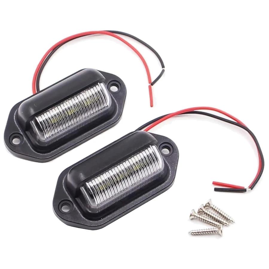 6 LED Car License Plate Light Bright Tag Lamp for Truck SUV RV Trailer Van 12V White Exterior License Plate Light Automotive Car