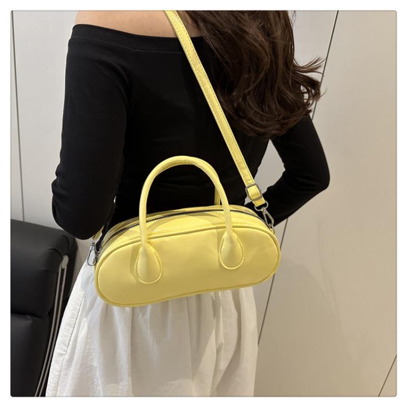 Niche simple solid color bowling bag new retro pillow bag versatile commuter portable shoulder messenger bag